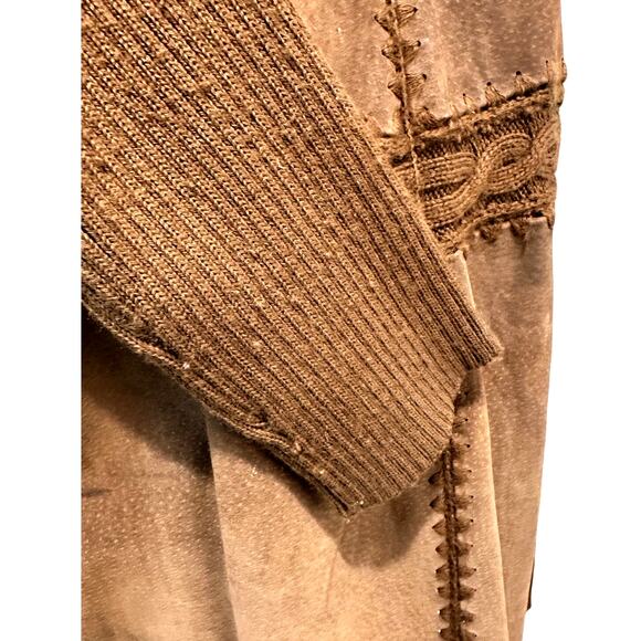 'High Point' Brown Knit and Suede Accent Panel Turtleneck Sweater Women's Large - Picture 6 of 11